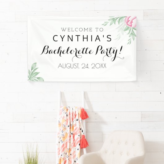 Boho Waterverf Eucalyptus Greenery Bachelorette Spandoek (Insitu)