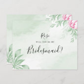 Boho Waterverf Eucalyptus Greenery Bruidsmeisje Uitnodiging Briefkaart (Voorkant / Achterkant)