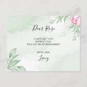 Boho Waterverf Eucalyptus Greenery Bruidsmeisje Uitnodiging Briefkaart (Achterkant)