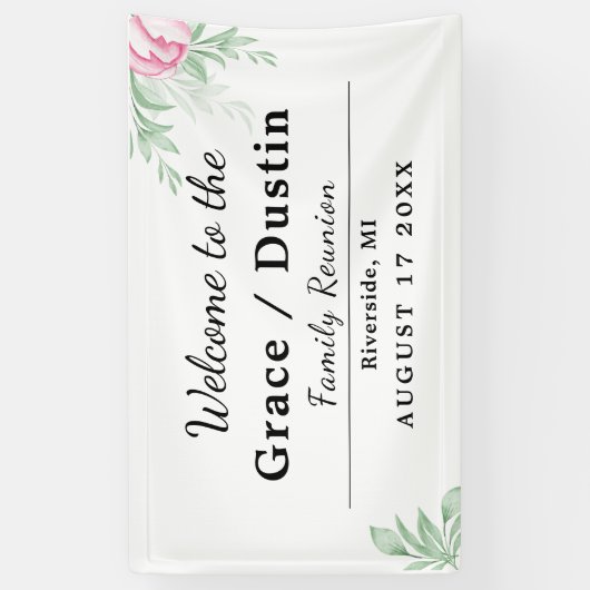 Boho Waterverf Eucalyptus Greenery Family Reunion Spandoek (Verticaal)