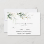 Boho Waterverf Eucalyptus Greenery Gold Wedding RSVP Kaartje (Voorkant)