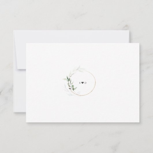 Boho Waterverf Eucalyptus Greenery Gold Wedding RSVP Kaartje (Achterkant)