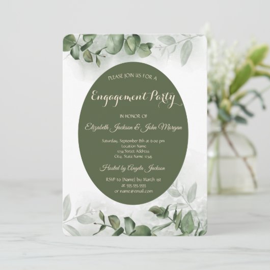 Boho Waterverf Eucalyptus Greenery Verloving Kaart (Staand voorkant)
