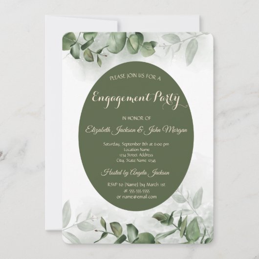 Boho Waterverf Eucalyptus Greenery Verloving Kaart (Voorkant)