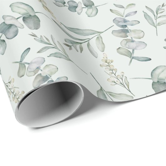 Boho Waterverf Eucalyptus Greenery Wedding Cadeaupapier (Rol Hoek)
