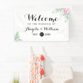 Boho Waterverf Eucalyptus Greenery Wedding Spandoek (Insitu)