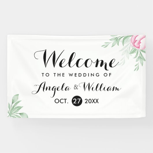 Boho Waterverf Eucalyptus Greenery Wedding Spandoek (Horizontaal)