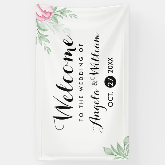 Boho Waterverf Eucalyptus Greenery Wedding Spandoek (Verticaal)
