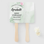 Boho Waterverf Eucalyptus groen Afstuderen Handwaaier (Voorkant en achterkant)