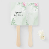 Boho Waterverf Eucalyptus groen baby shower Handwaaier (Voorkant en achterkant)