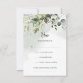 Boho waterverf eucalyptus groen goud schittert RSVP kaartje (Voorkant)