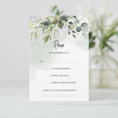 Boho waterverf eucalyptus groen goud schittert RSVP kaartje (Staand voorkant)