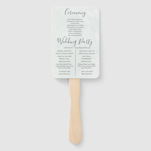 Boho waterverf Eucalyptus Groen Huwelijksprogramma Handwaaier (Achterkant)