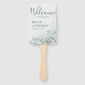Boho waterverf Eucalyptus Groen Huwelijksprogramma Handwaaier (Voorkant)