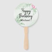 Boho Waterverf Eucalyptus Groen Verjaardagsfeest Handwaaier (Voorkant)