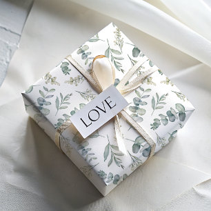 Boho Waterverf Eucalyptus Groene Huwelijk Cadeaupapier