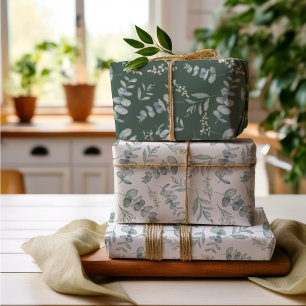 Boho-waterverf Eucalyptus Groene Huwelijk Inpakpapier Vel
