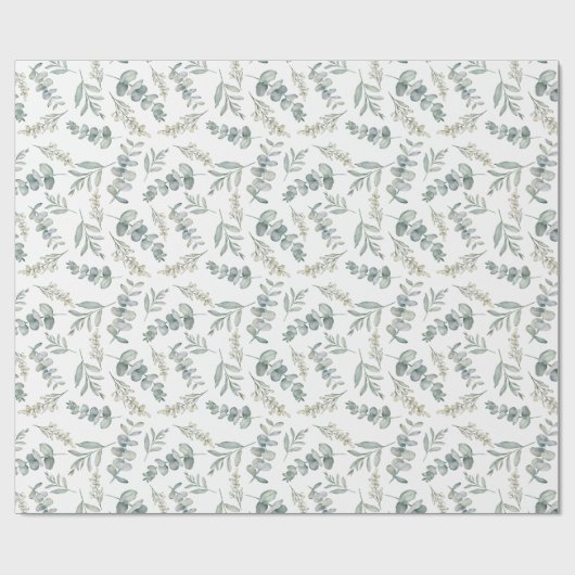Boho Waterverf Eucalyptus Groene Huwelijksdecorati Cadeaupapier (Vlak)