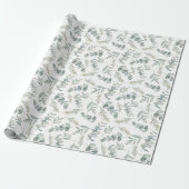 Boho Waterverf Eucalyptus Groene Huwelijksdecorati Cadeaupapier (Uitgerold)