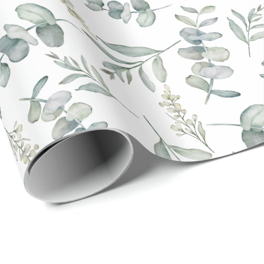 Boho Waterverf Eucalyptus Groene Huwelijksdecorati Cadeaupapier (Rol Hoek)
