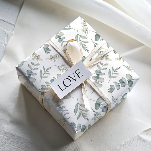 Boho Waterverf Eucalyptus Groene Huwelijksfeest Cadeaupapier