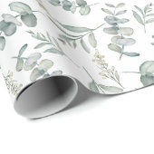 Boho Waterverf Eucalyptus Groene Huwelijksfeest Cadeaupapier (Rol Hoek)