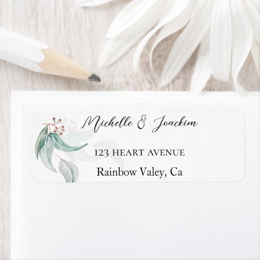 Boho Waterverf Eucalyptus Illustratie Etiket (Insitu)