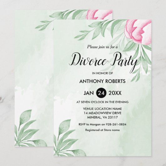 Boho Waterverf Eucalyptus laat scheiden Kaart (Voorkant / Achterkant)