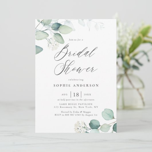 Boho Waterverf Eucalyptus laat Vrijgezellenfeest i Kaart (Staand voorkant)