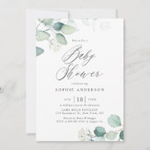 Boho Waterverf Eucalyptus Leaves Baby shower Kaart (Voorkant)