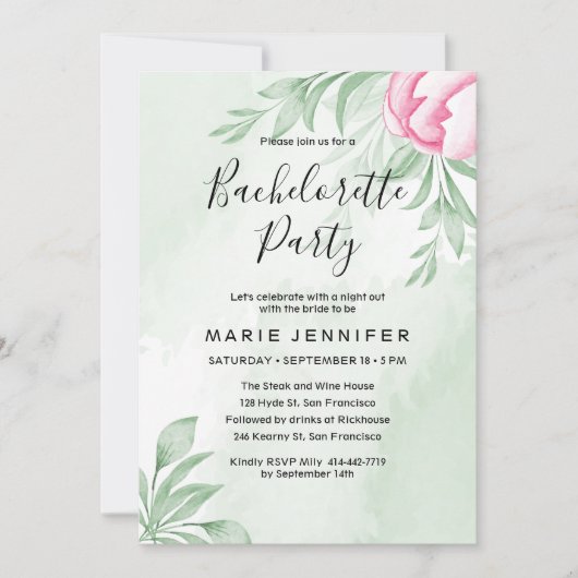 Boho Waterverf Eucalyptus Leaves bachelorette Kaart (Voorkant)