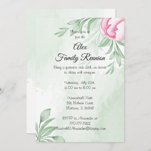 Boho Waterverf Eucalyptus Leaves Greenery Reunion Kaart (Voorkant / Achterkant)