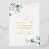 Boho Waterverf Eucalyptus Leaves Greenery Wedding Folie Uitnodiging (Voorkant)