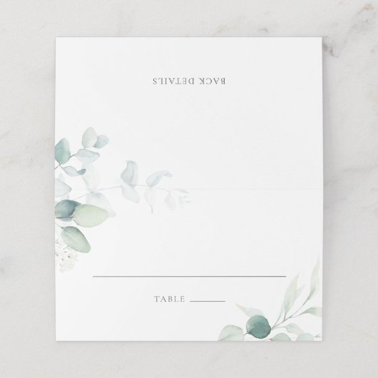 Boho Waterverf Eucalyptus Leaves Greenery Wedding Plaatskaartje (Buitenkant ongevouwen)