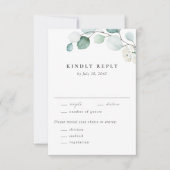 Boho Waterverf Eucalyptus Leaves Greenery Wedding RSVP Kaartje (Voorkant)