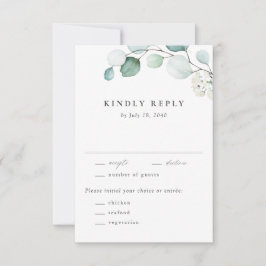 Boho Waterverf Eucalyptus Leaves Greenery Wedding RSVP Kaartje