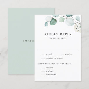 Boho Waterverf Eucalyptus Leaves Greenery Wedding RSVP Kaartje