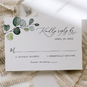 Boho Waterverf Eucalyptus Leaves Greenery Wedding RSVP Kaartje