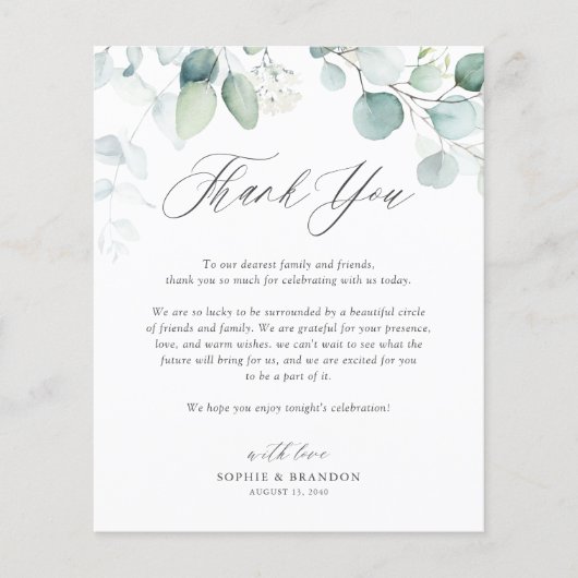 Boho Waterverf Eucalyptus Leaves Hartelijk dank (Voorkant)