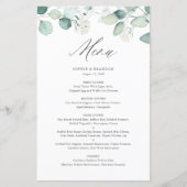 Boho Waterverf Eucalyptus Leaves Menu Card (Voorkant)