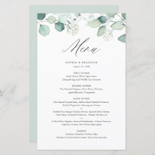 Boho Waterverf Eucalyptus Leaves Menu Card