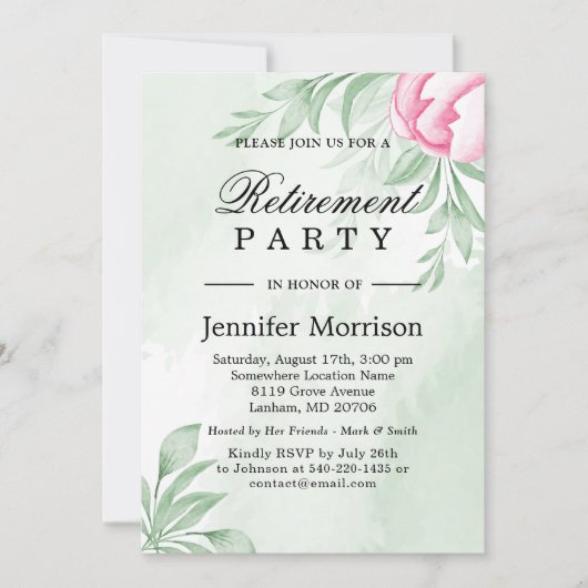 Boho Waterverf Eucalyptus Leaves Retirement Party Kaart (Voorkant)