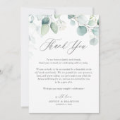 Boho Waterverf Eucalyptus Leaves Wedding Bedankkaart (Voorkant)