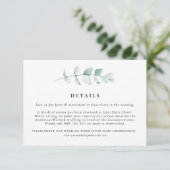 Boho Waterverf Eucalyptus Leaves Wedding Details Informatiekaartje (Staand voorkant)
