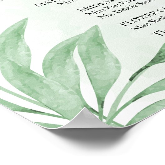 Boho Waterverf Eucalyptus Leaves Wedding Program Poster (Hoek)