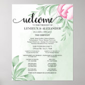 Boho Waterverf Eucalyptus Leaves Wedding Program Poster (Voorkant)