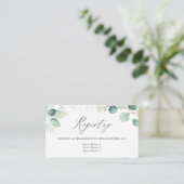 Boho Waterverf Eucalyptus Leaves Wedding Registry Informatiekaartje (Staand voorkant)