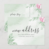 Boho Waterverf Eucalyptus nieuw adres verhuizen Aankondigingskaart (Voorkant / Achterkant)