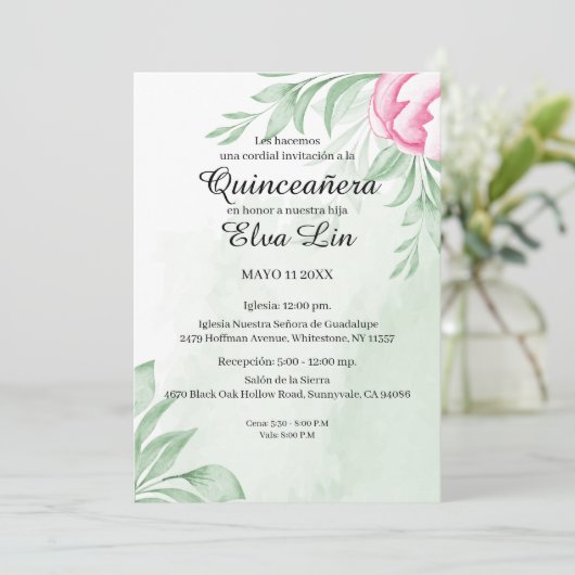 Boho Waterverf Eucalyptus Quinceanera Save The Date (Staand voorkant)