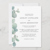 Boho Waterverf Eucalyptus Rand Bruiloft Kaart (Voorkant)